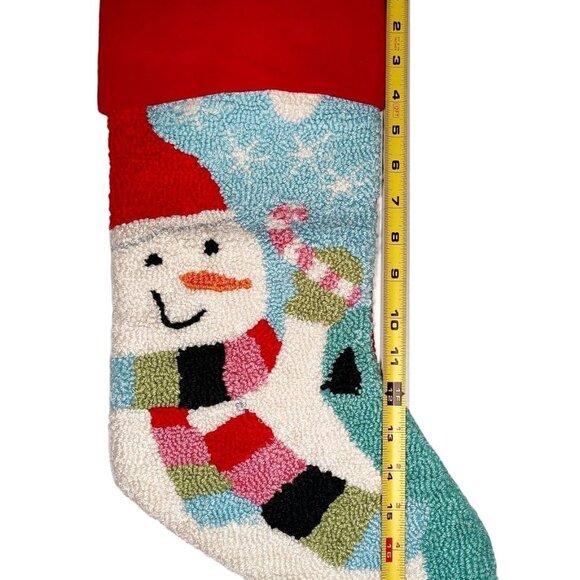 North Pole Trading Co. JC Penney Hooked Loop Rug Snowman Christmas Stocking - Picture 3 of 7
